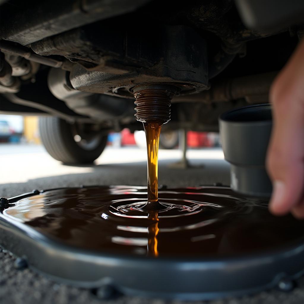 Car getting an oil change at a service center