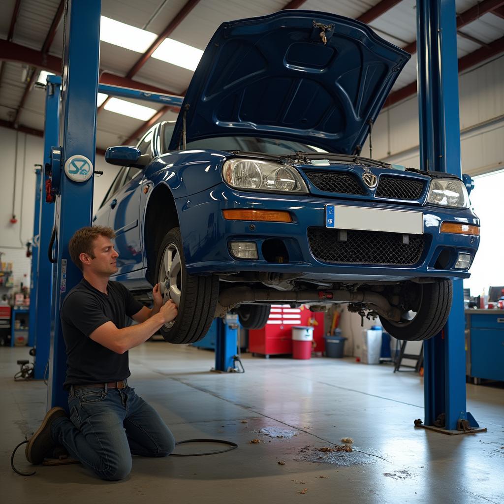 Car Getting an Oil Change