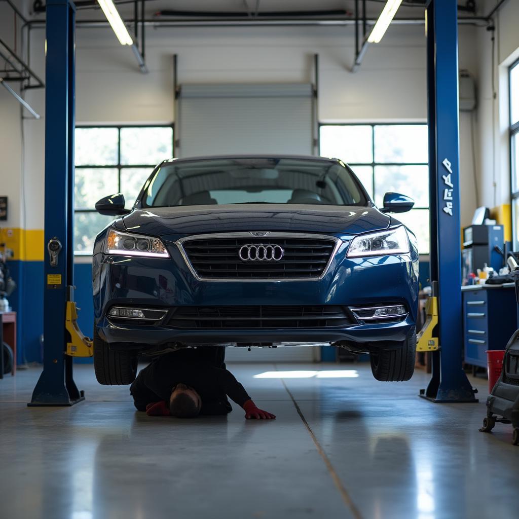 Car Getting an Oil Change at a Grant Road Auto Service