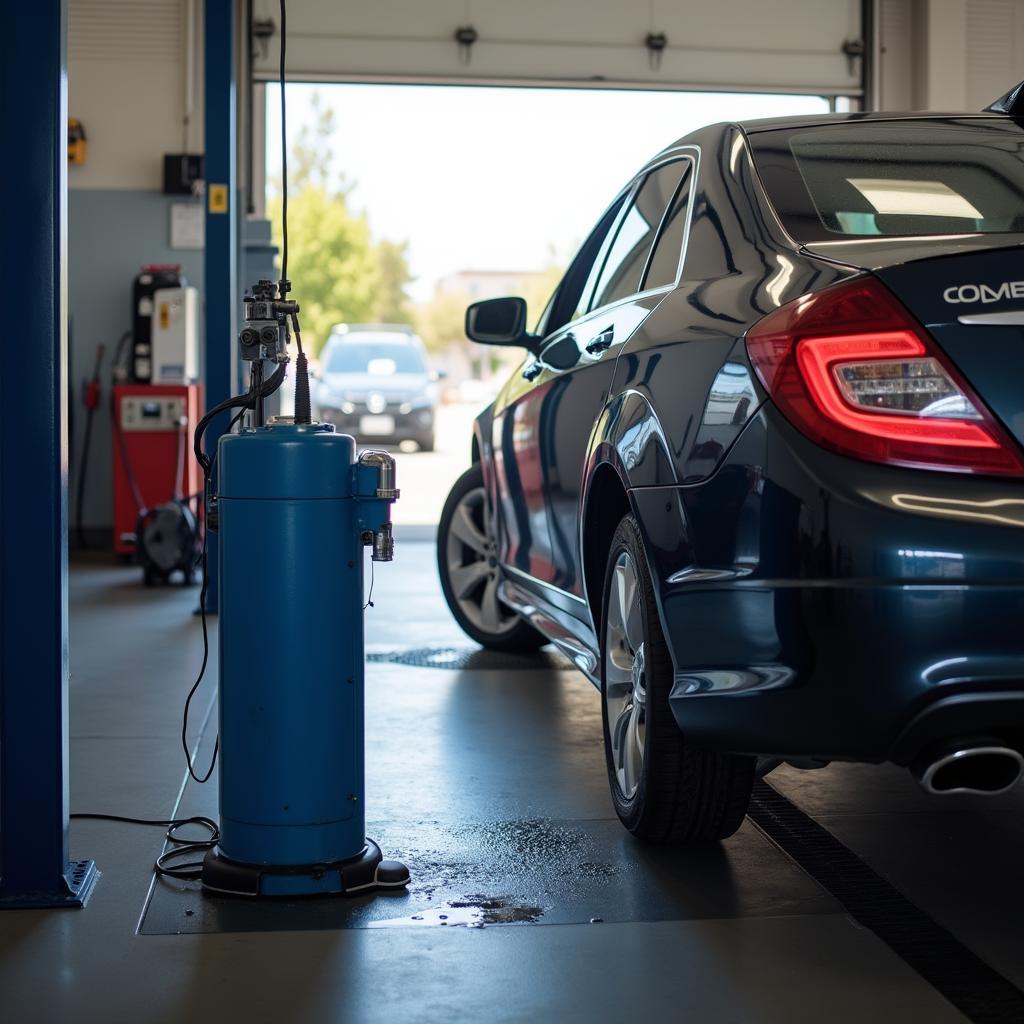 Car getting an oil change at an auto express service in Oceanside