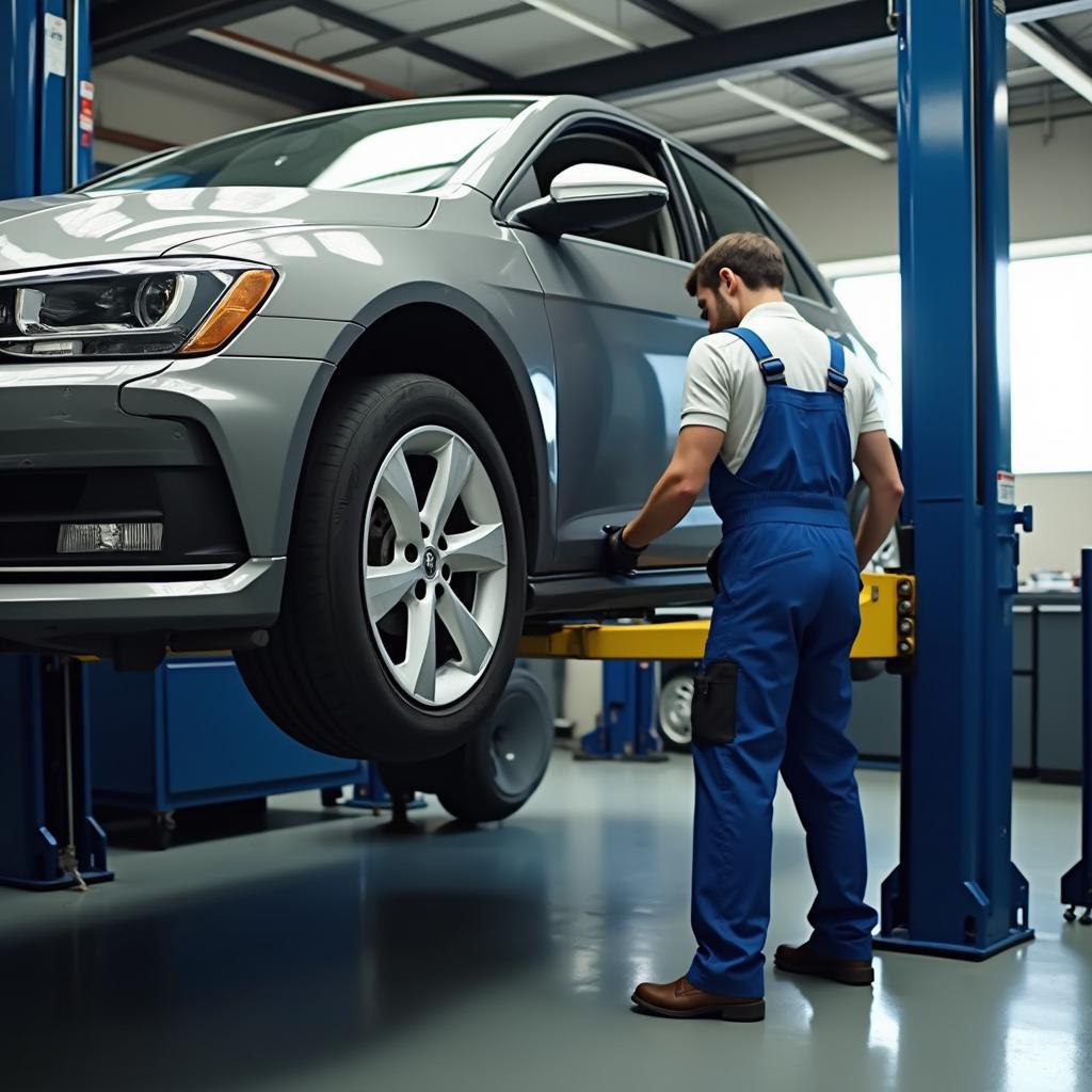 Car Undergoing Routine Maintenance Check-up