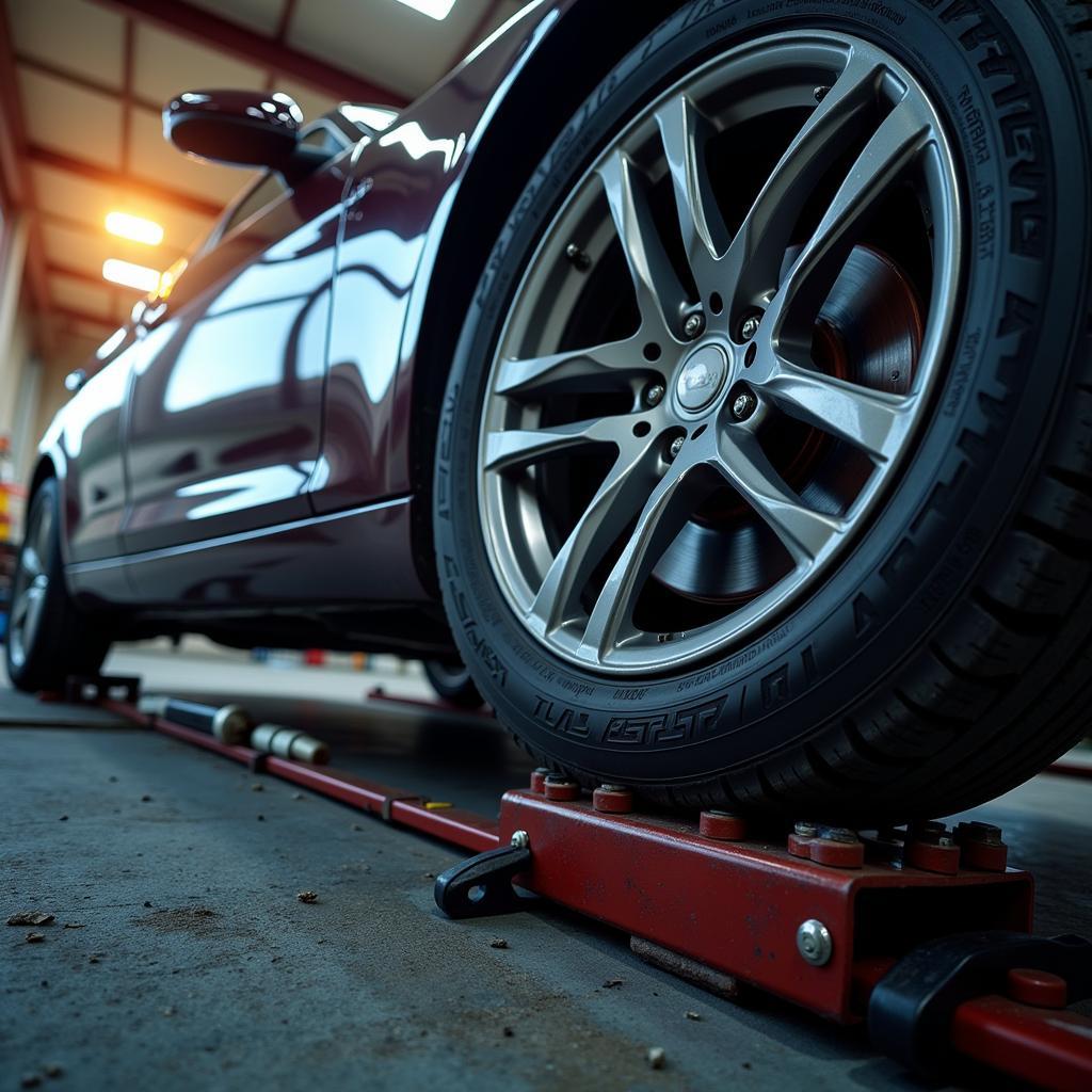 Car Getting Wheel Alignment