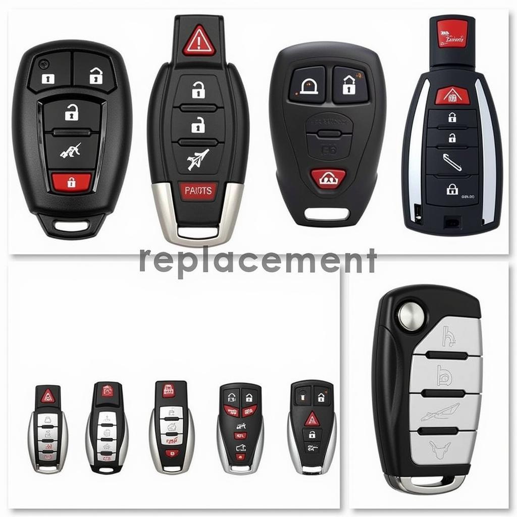 Various car key fob replacement options available at an auto shop