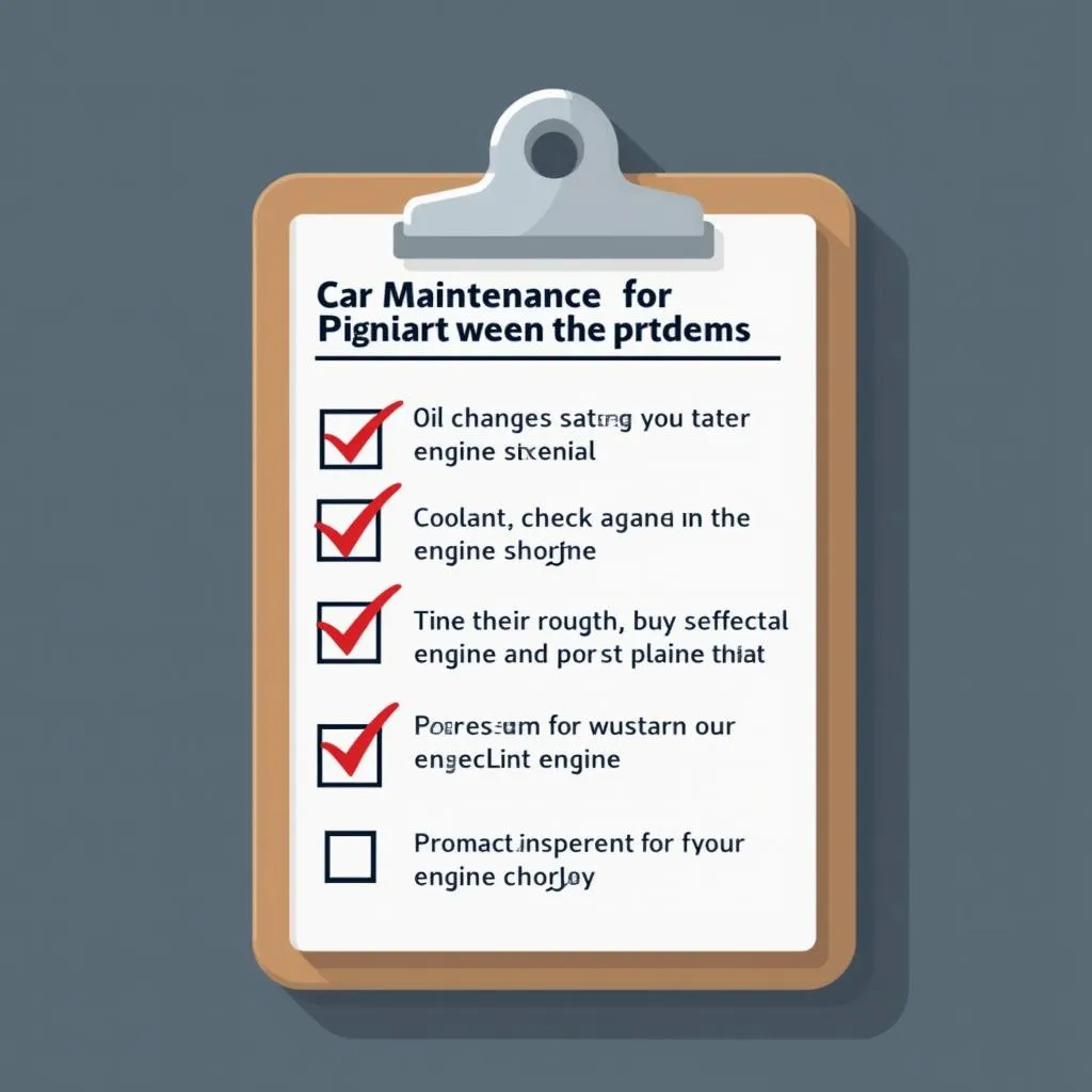 Car maintenance checklist on clipboard