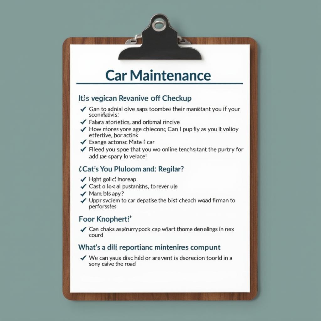 Car Maintenance Checklist on Clipboard