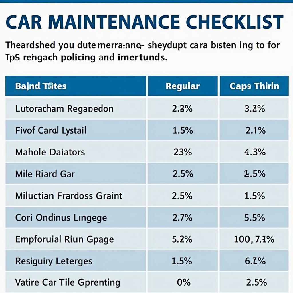 Car Maintenance Checklist