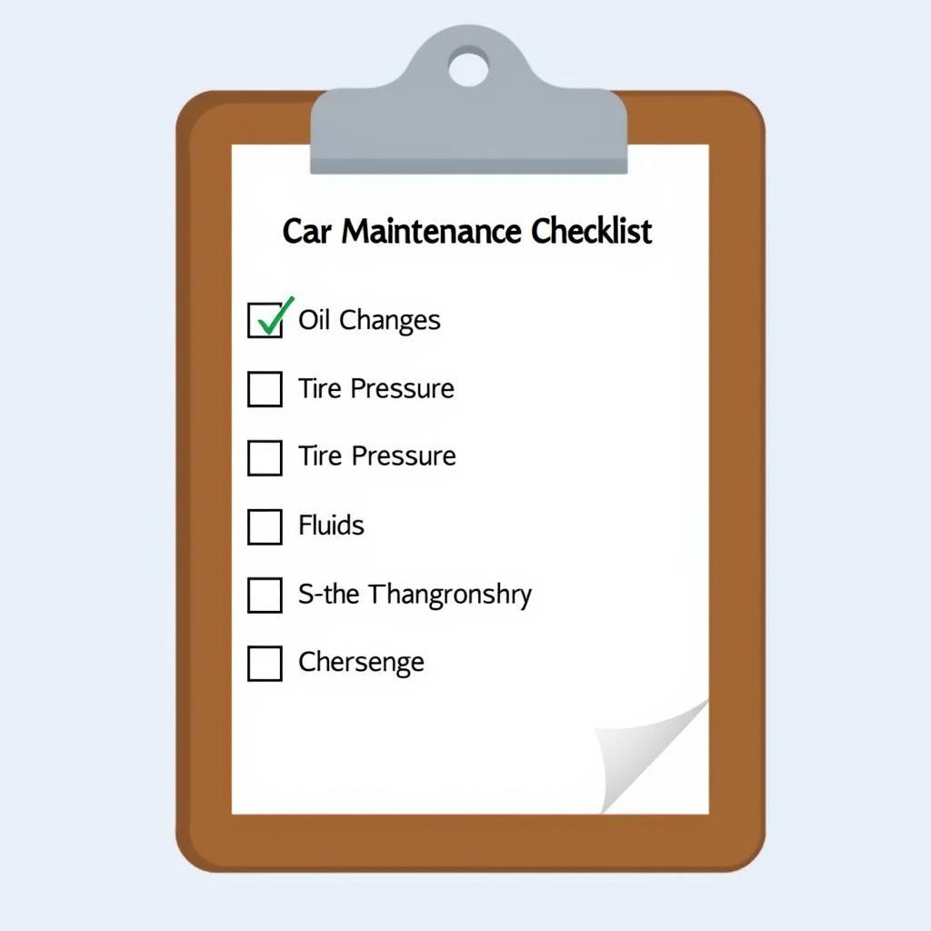 Car maintenance checklist with essential checks