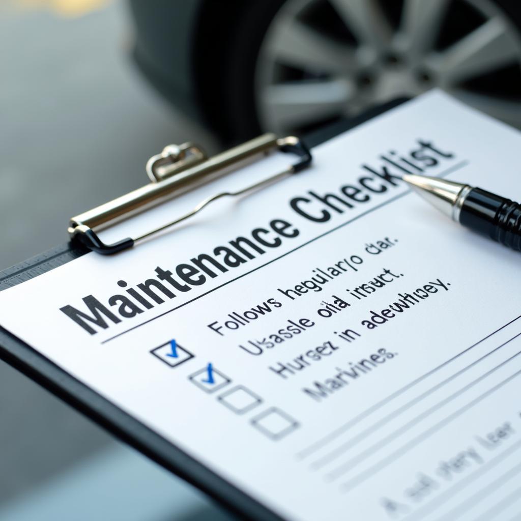 Car Maintenance Checklist on a Clipboard