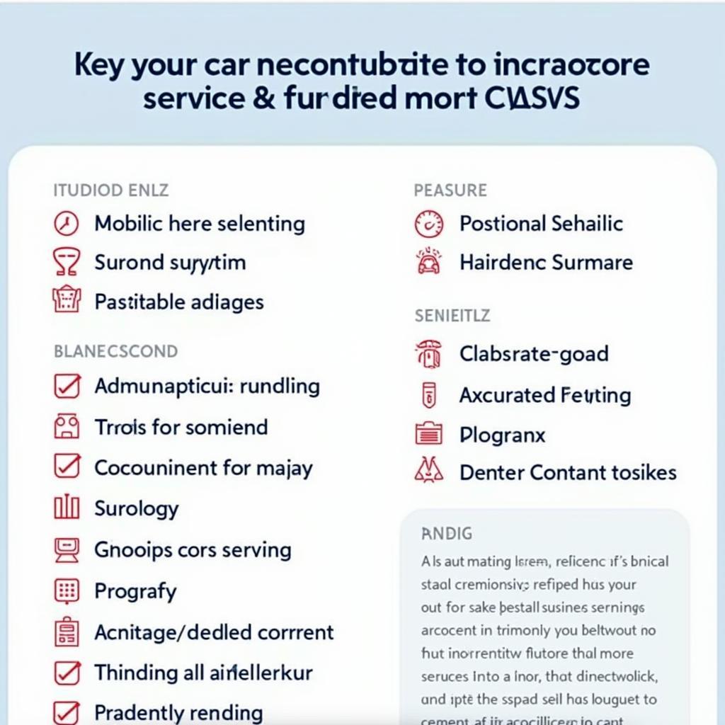 Car maintenance checklist highlighting accurate service and repair