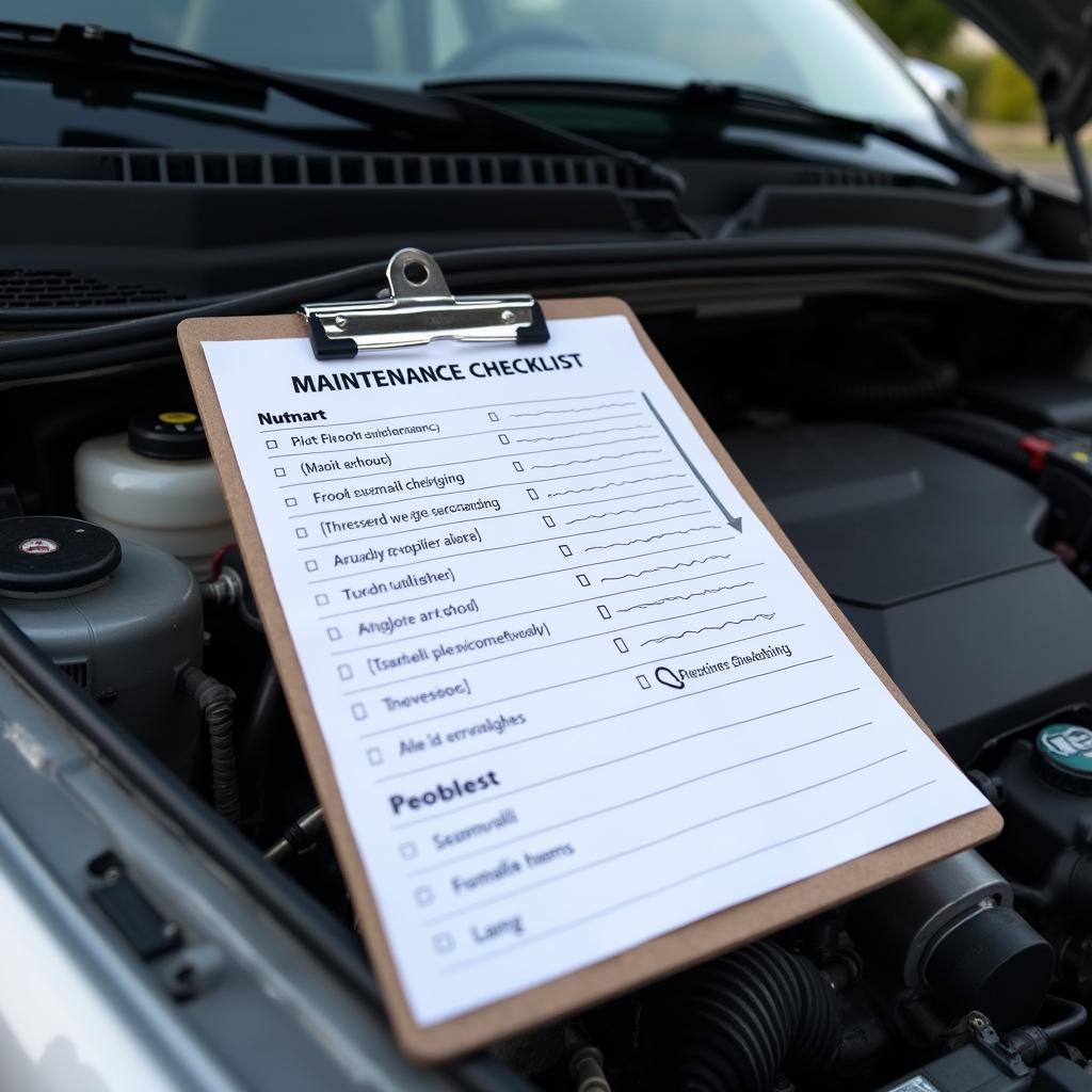 Car Maintenance Checklist on Clipboard