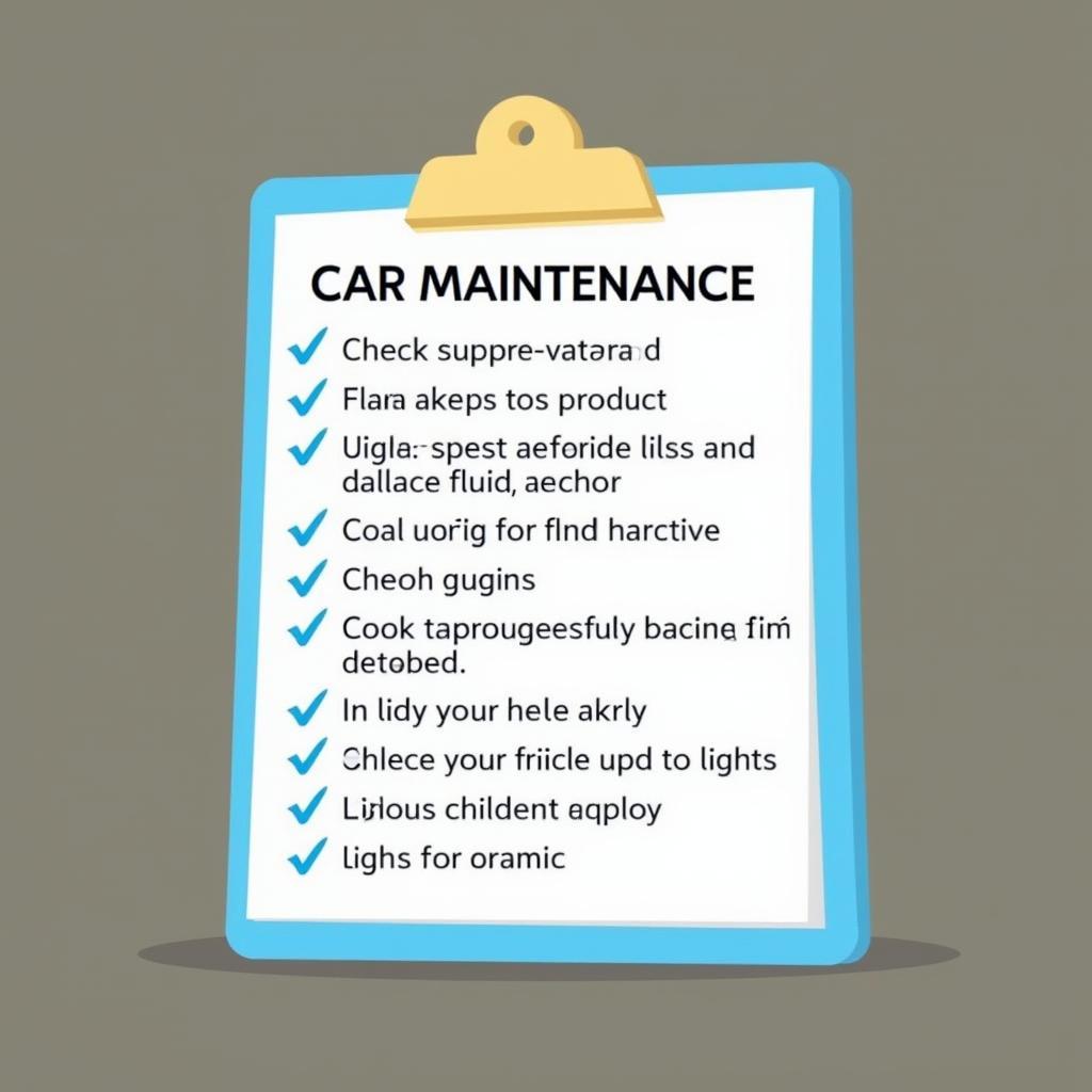 Checklist for regular car maintenance