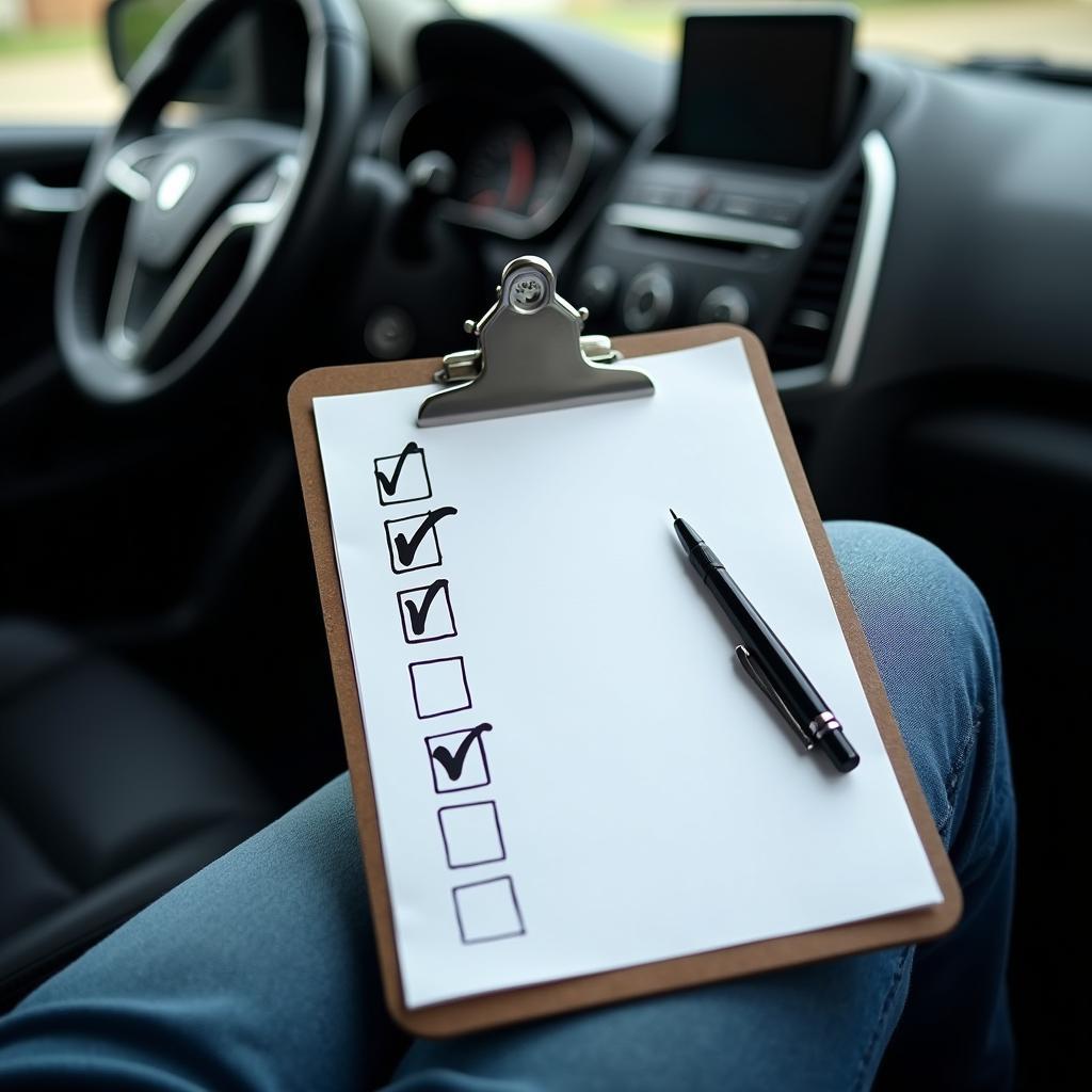 Car Maintenance Checklist on a Clipboard