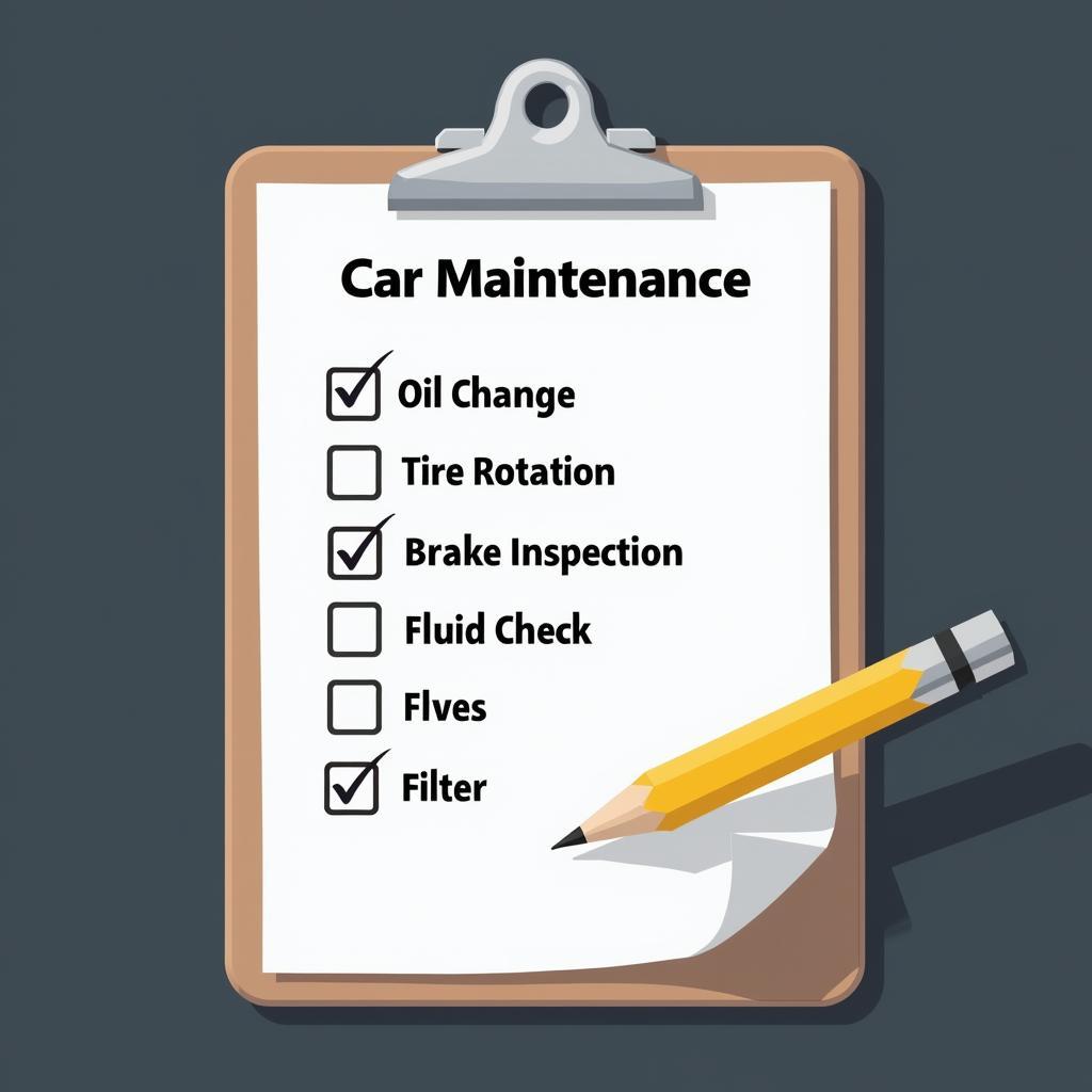 Checklist for car maintenance