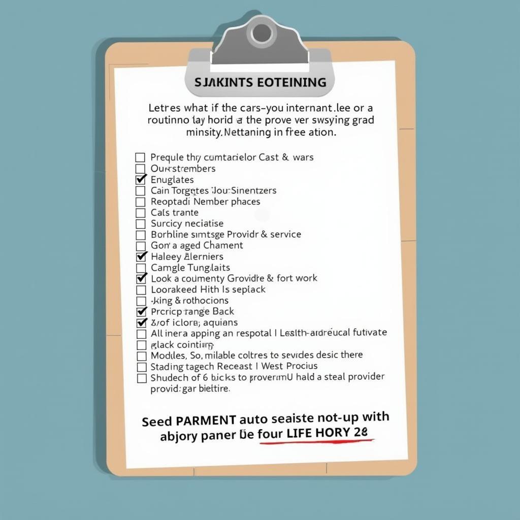 Car maintenance checklist on a clipboard