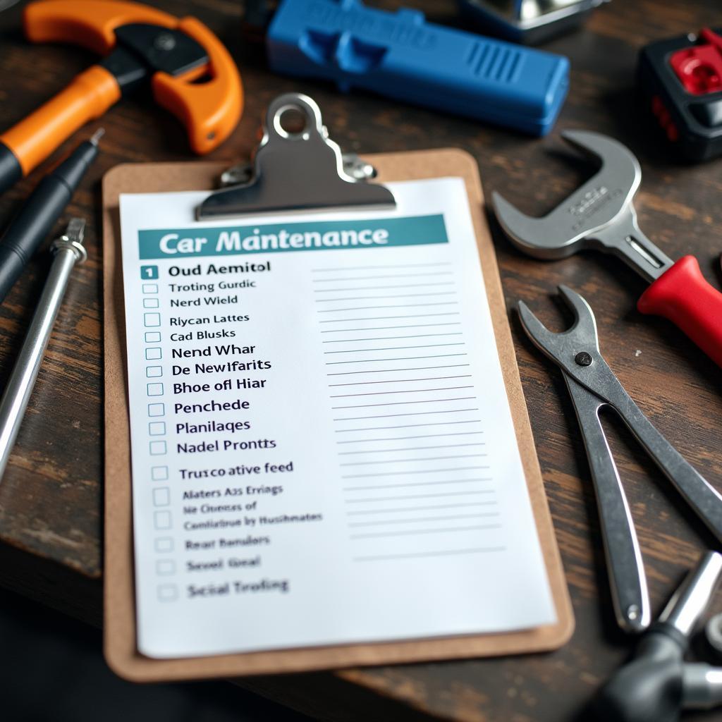 Car Maintenance Checklist with Tools