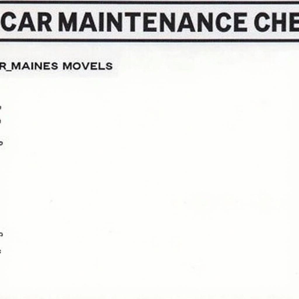 Car Maintenance Checklist