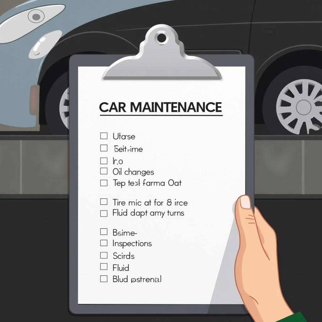 Car maintenance checklist on a clipboard