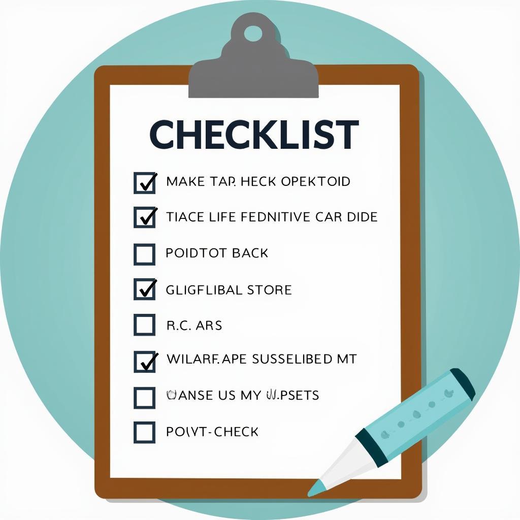 Car maintenance checklist on a clipboard