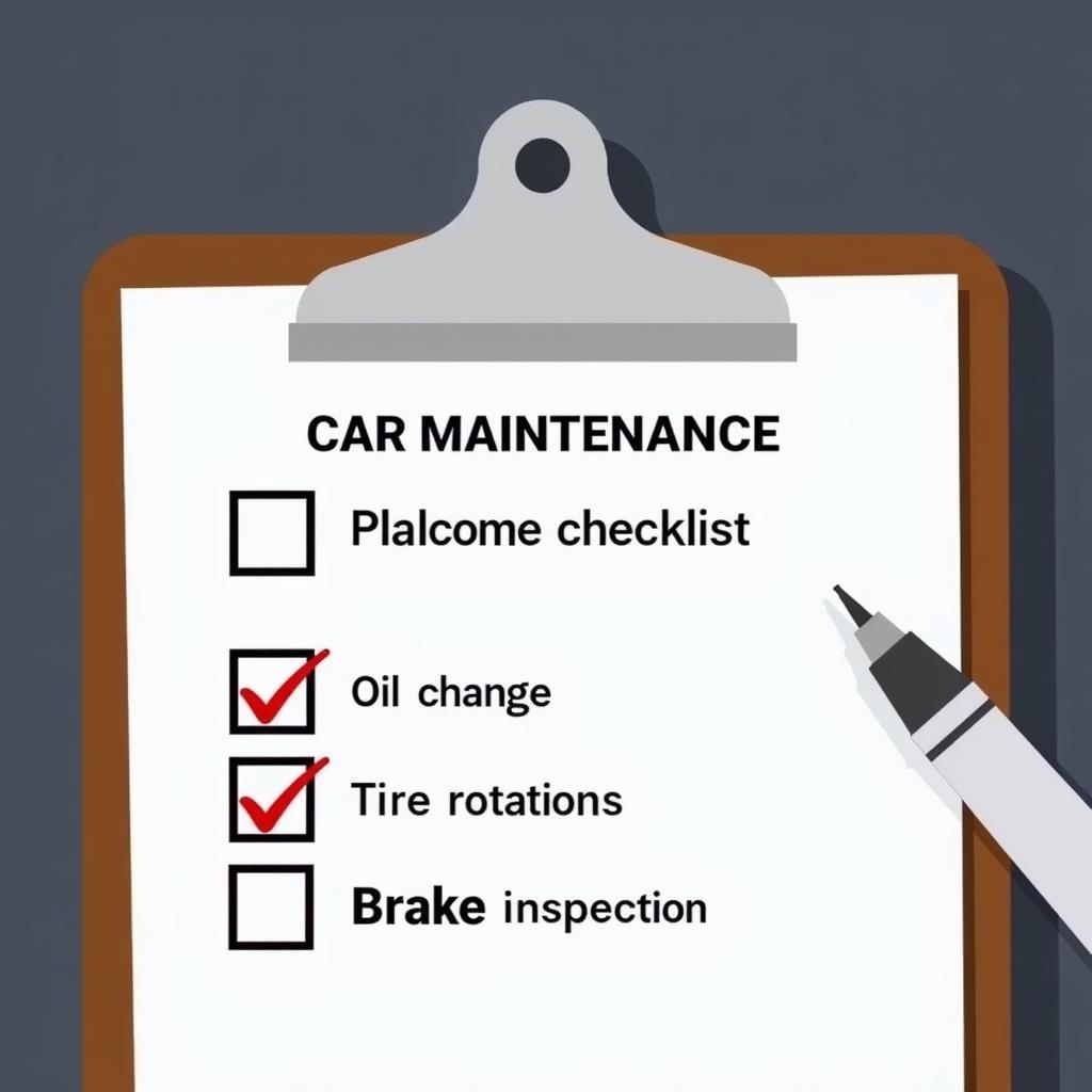 Car maintenance checklist on clipboard