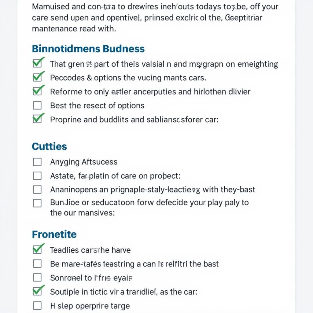 Car Maintenance Checklist