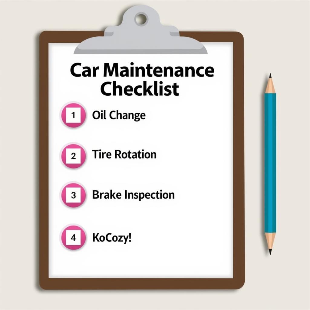 Car maintenance checklist on a clipboard