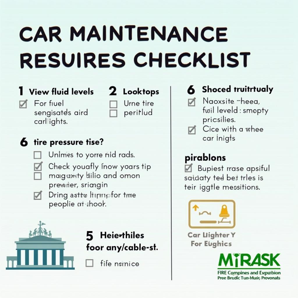 Car maintenance checklist with a Brechin landmark in the background