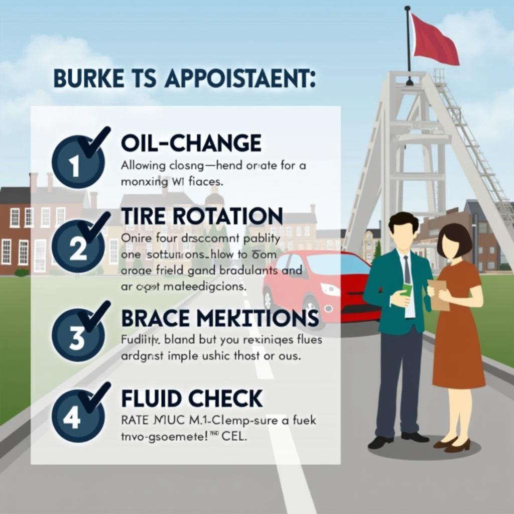  A checklist highlighting common car maintenance needs with a Burke, VA backdrop. 