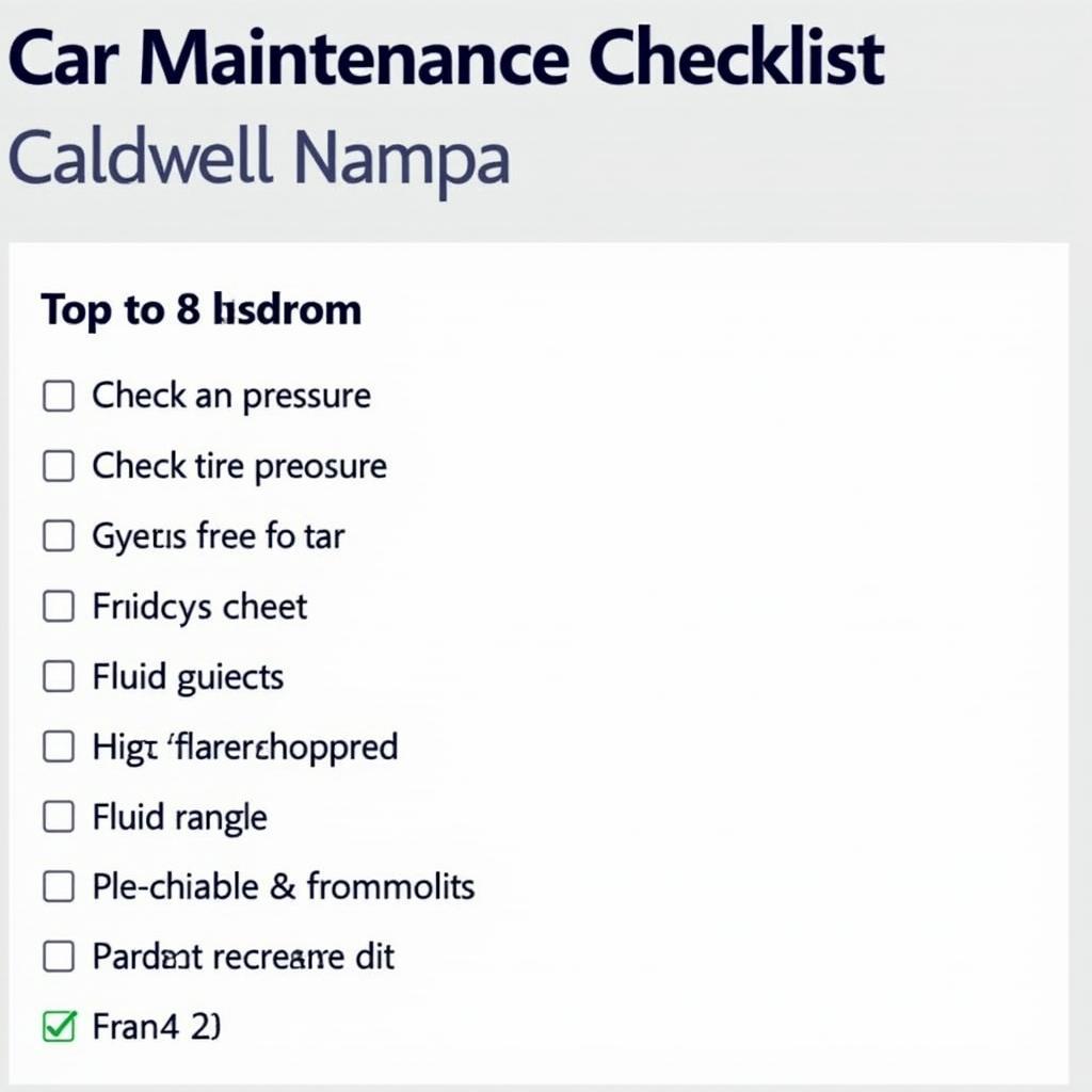 Car Maintenance Checklist Caldwell Nampa