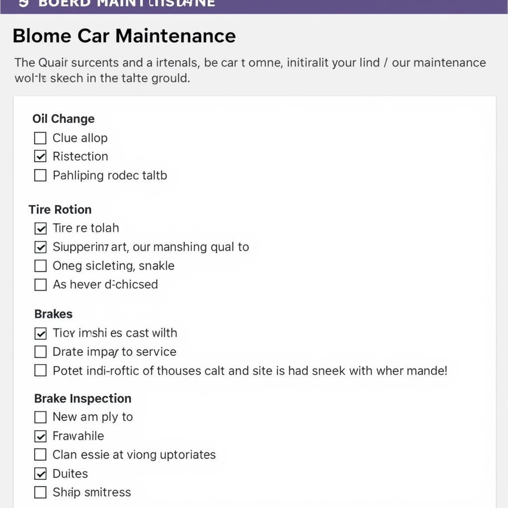 Car Maintenance Checklist Chalfont