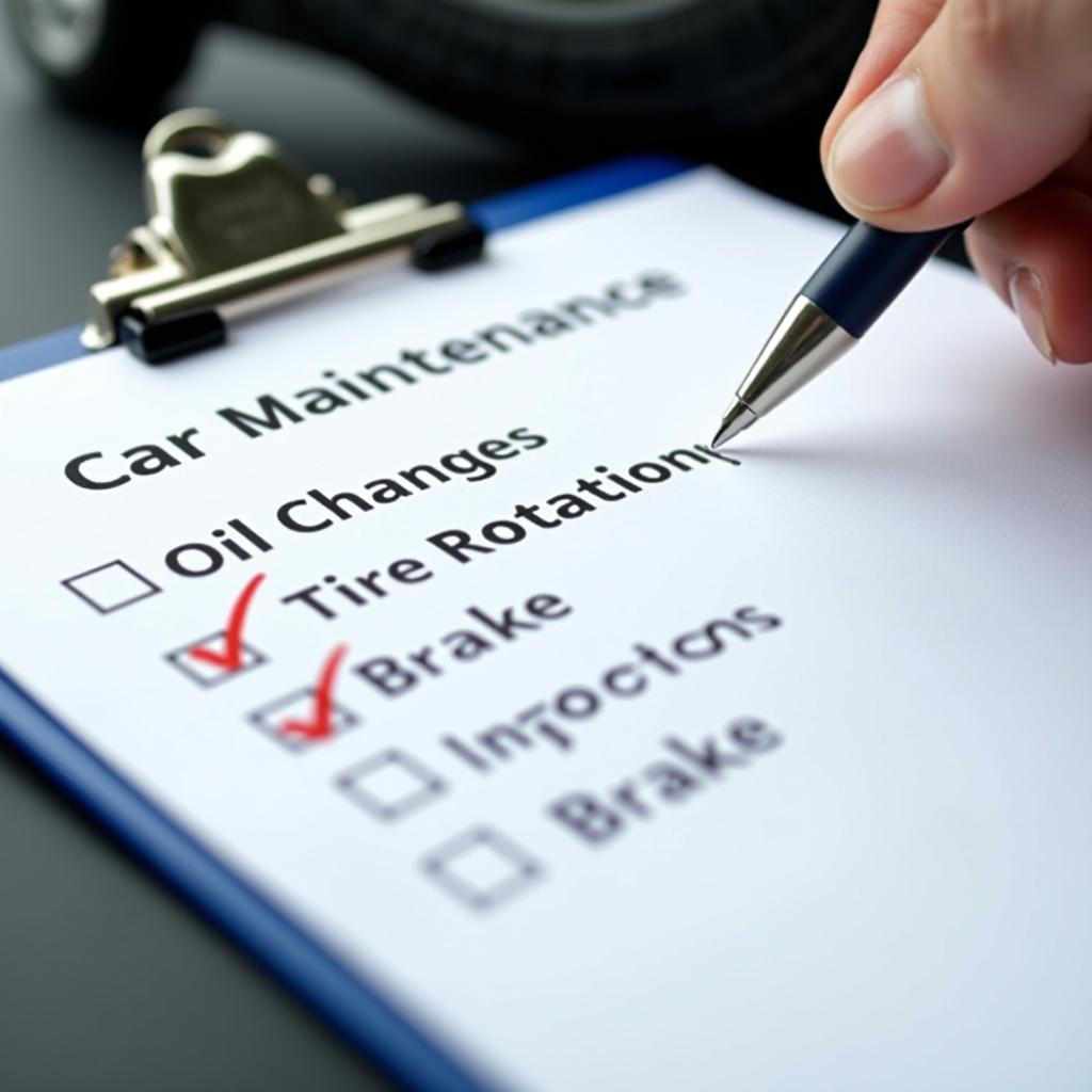 Car maintenance checklist on a clipboard in Doniphan, Missouri