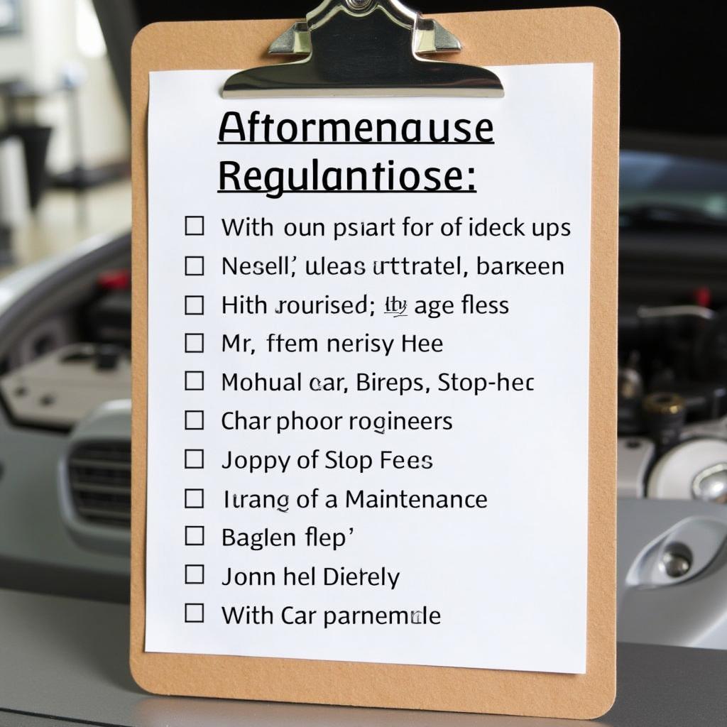 Car maintenance checklist on a clipboard