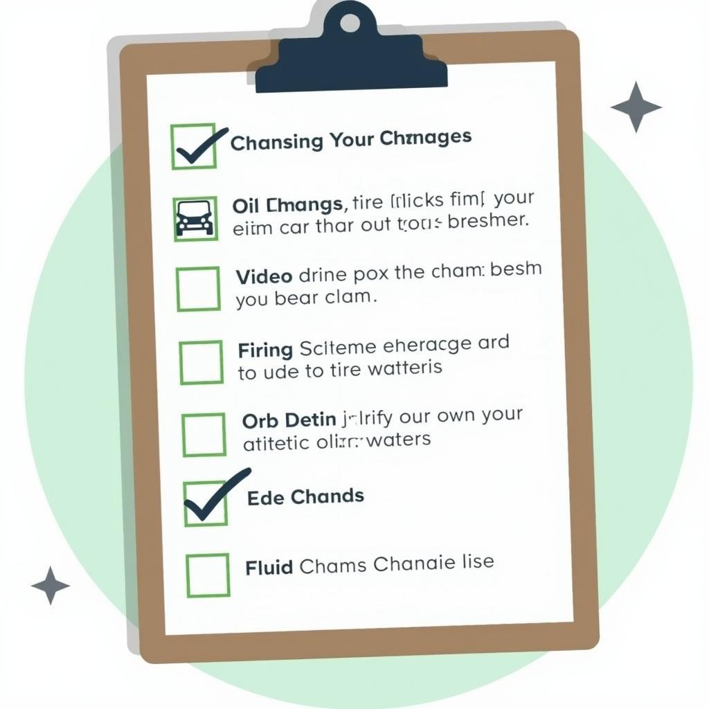 Car maintenance checklist on a clipboard