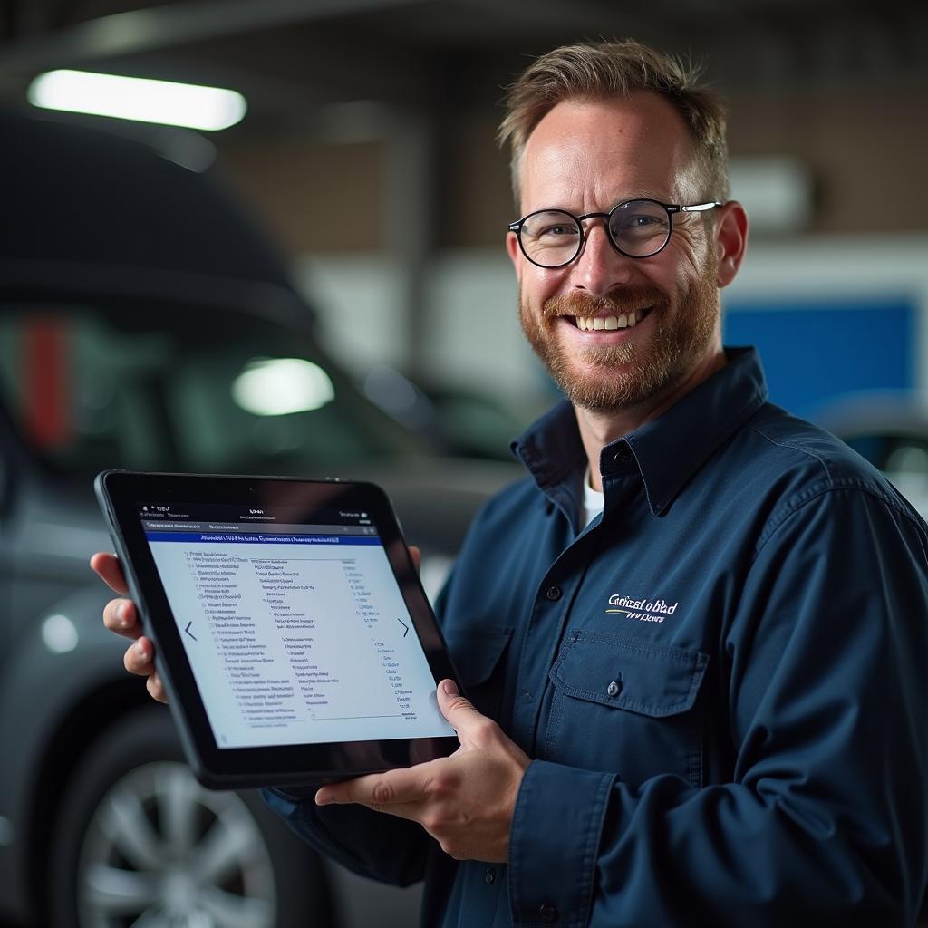 Car maintenance checklist on a digital tablet in Idaho