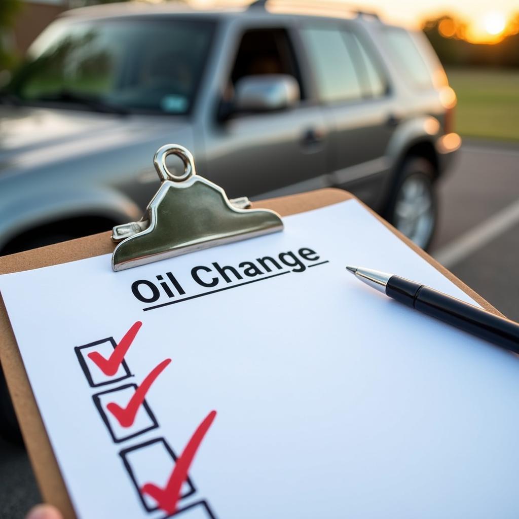 Car maintenance checklist highlighting oil change in Lockhart, TX