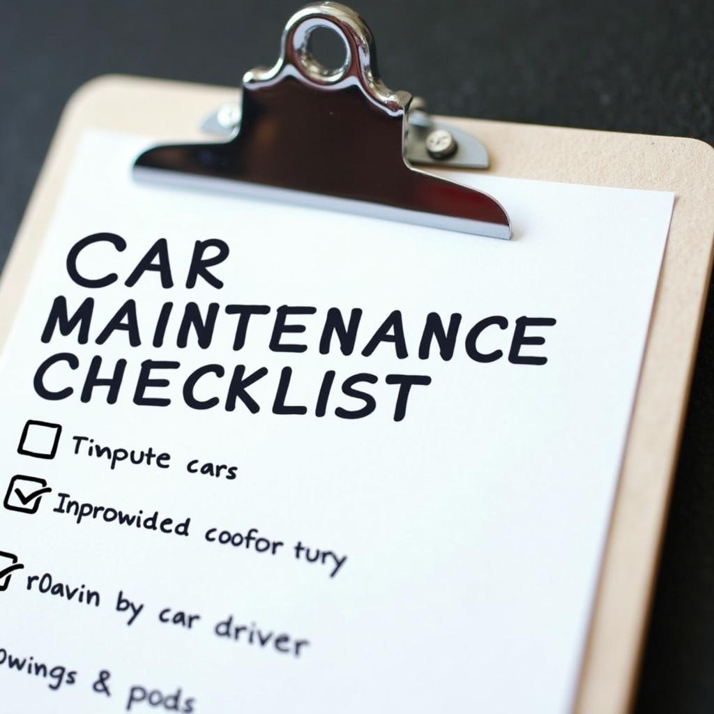 Car maintenance checklist on a clipboard