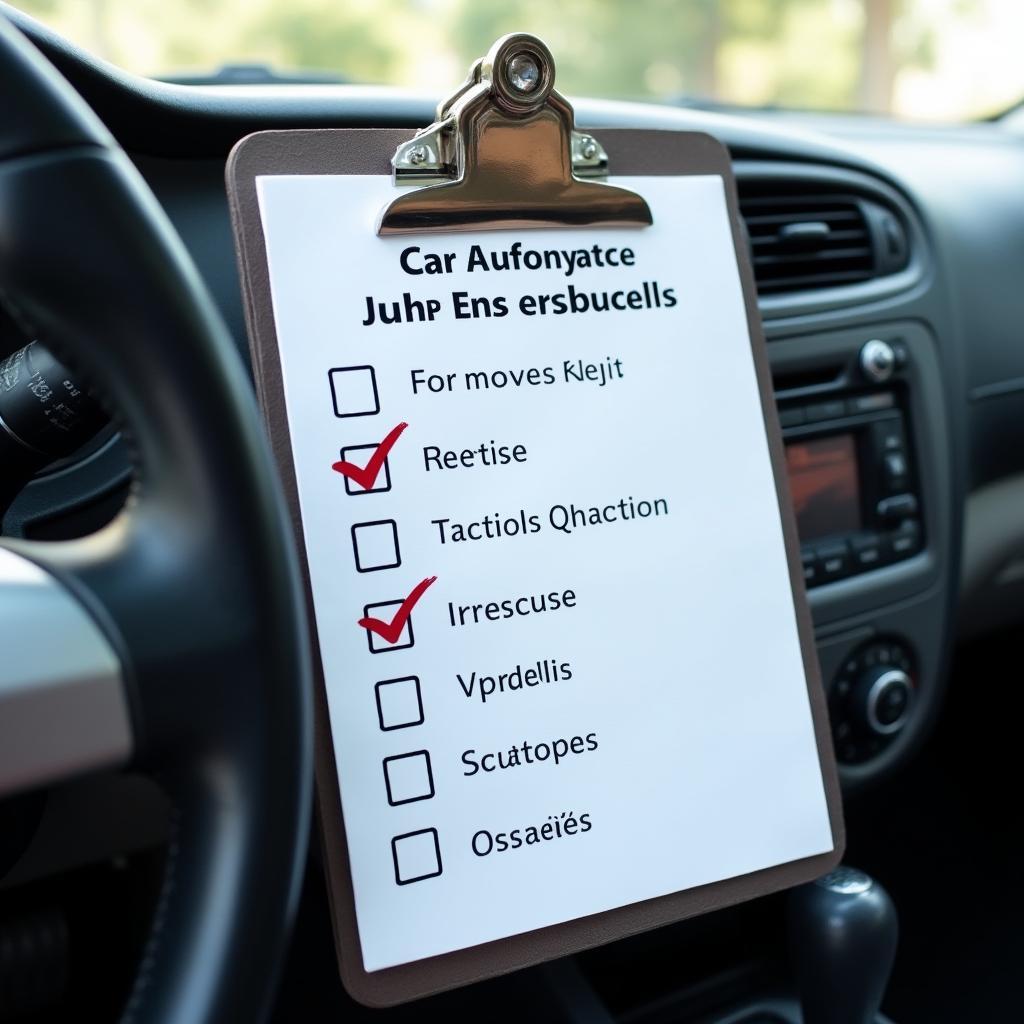 Car Maintenance Checklist on a Clipboard in Moline