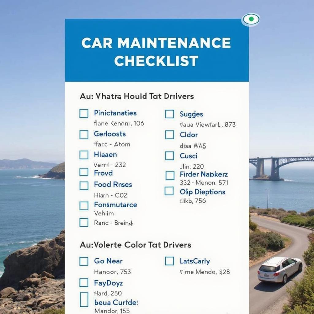 Car maintenance checklist Monterey Bay