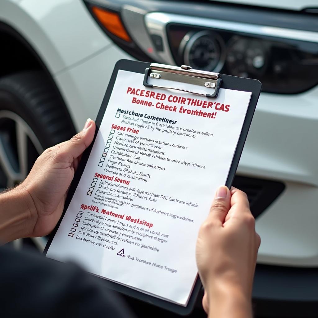 Car Maintenance Checklist on Clipboard