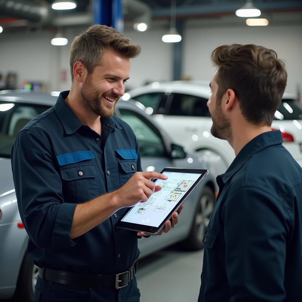 Mechanic Explaining Car Repairs to Customer