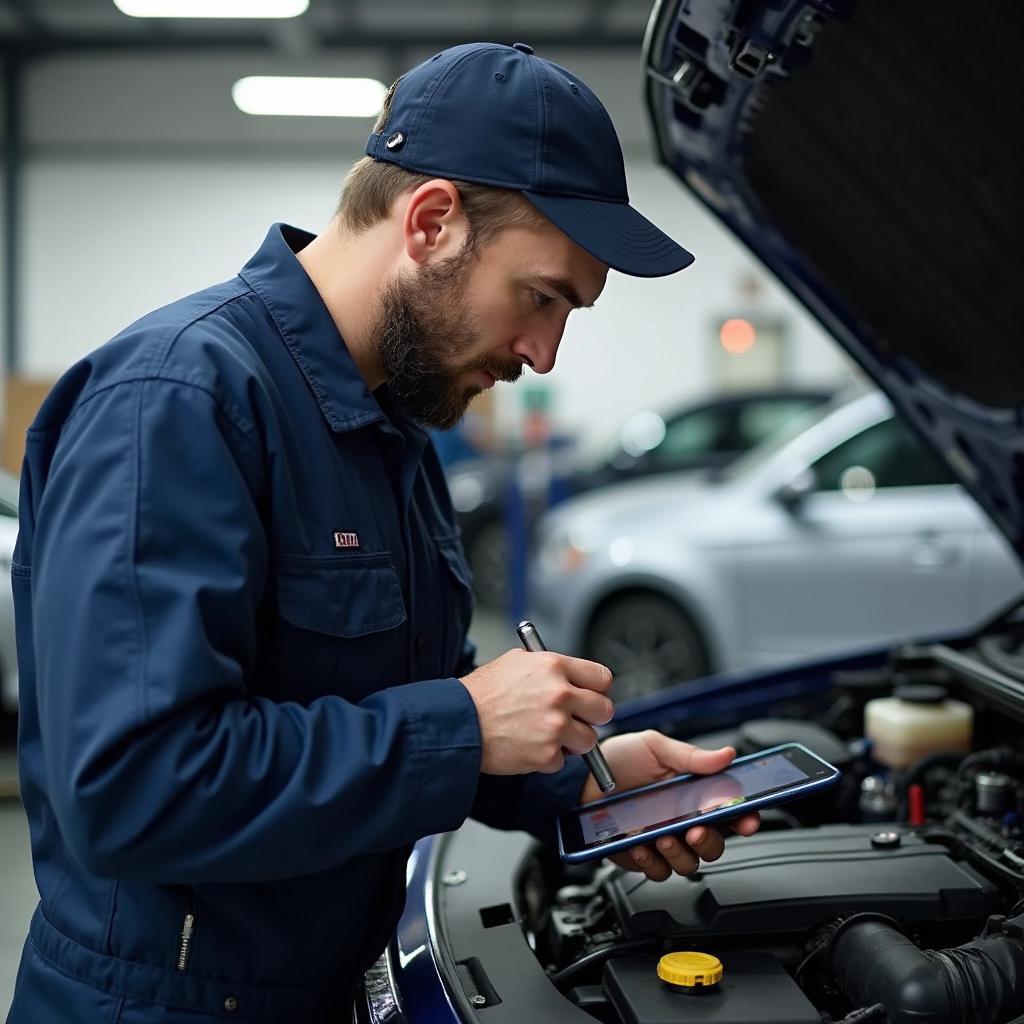 Mechanic Inspecting a Car