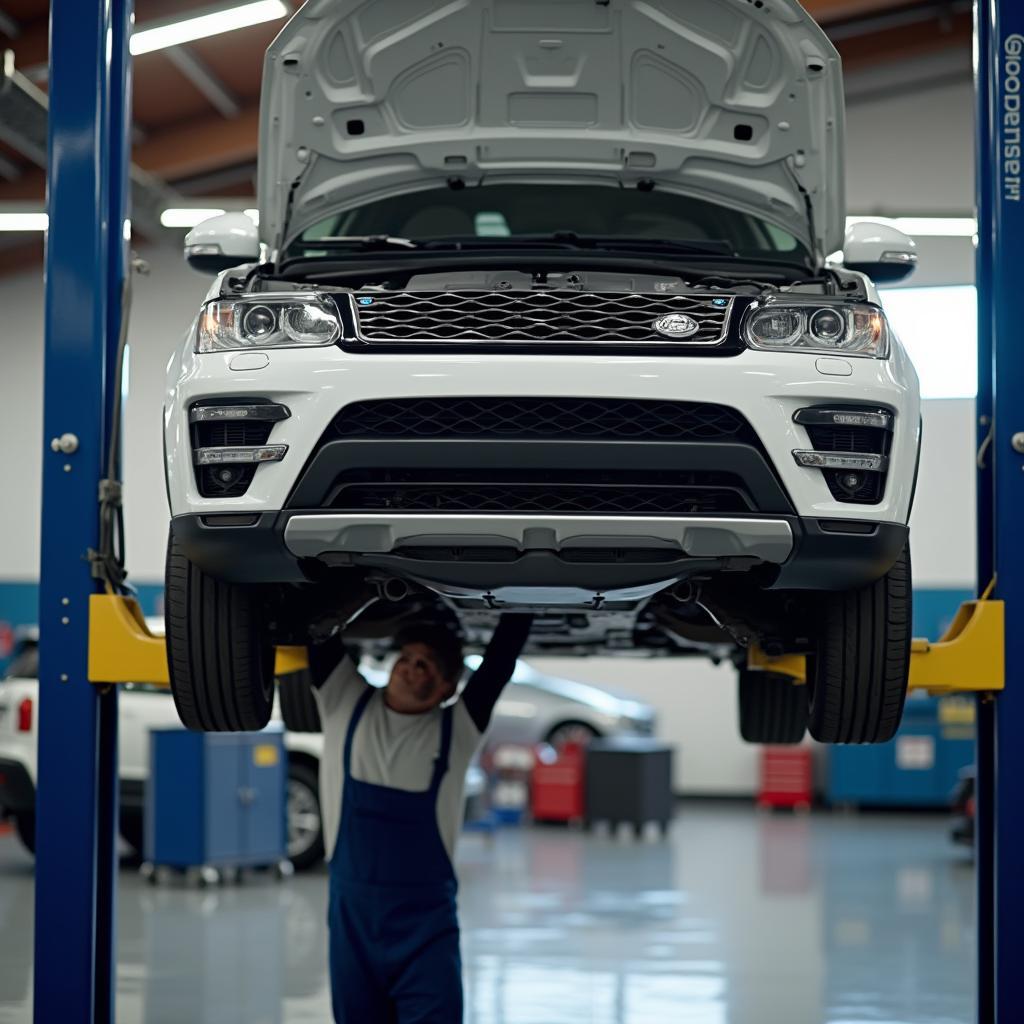 Car on a Lift for Inspection