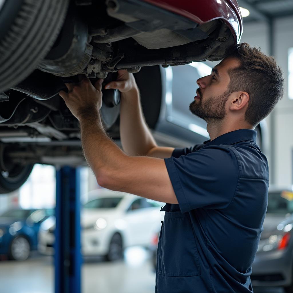 Car on Lift for Inspection