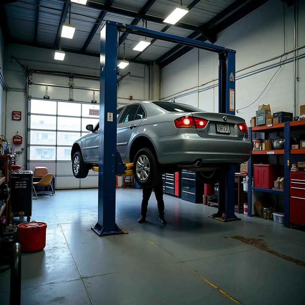 Car on Lift in Auto Shop