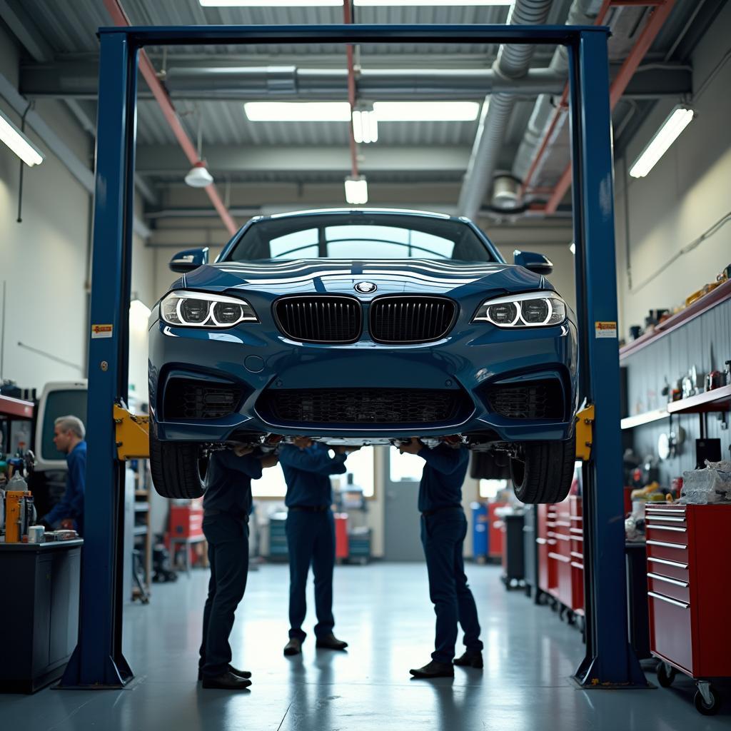 Car on Lift in Auto Shop