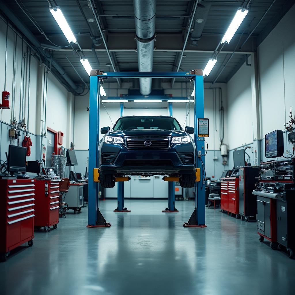 Car on Lift in Auto Shop