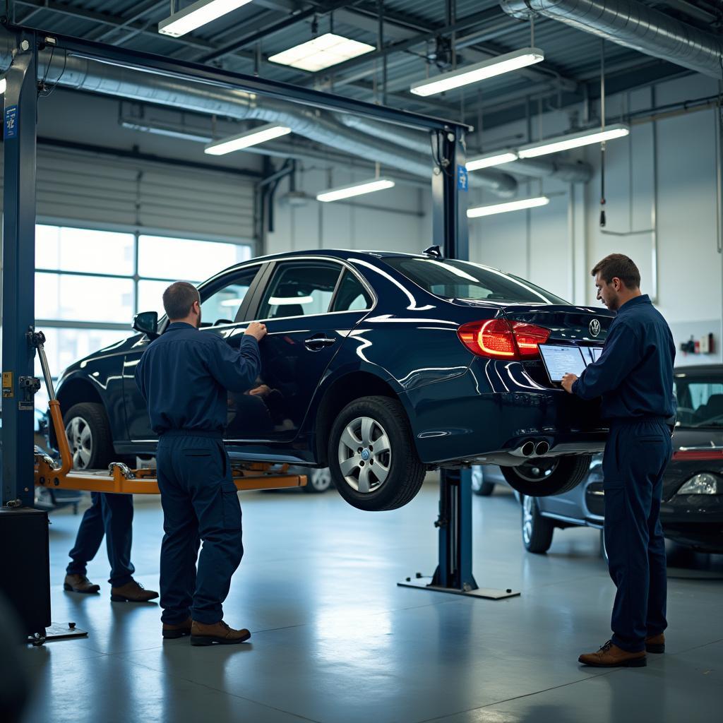 Car on Lift in Service Center