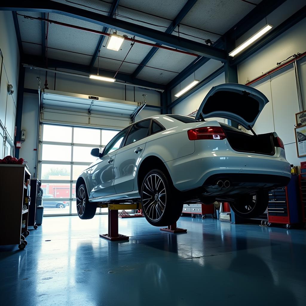 Car Undergoing Service in a Professional Shop