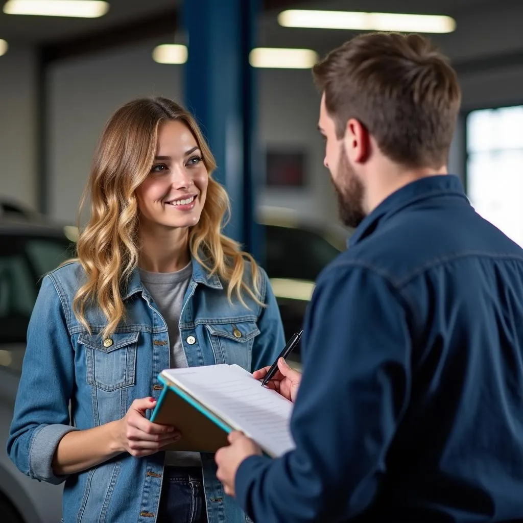 Car owner asking questions to a mechanic