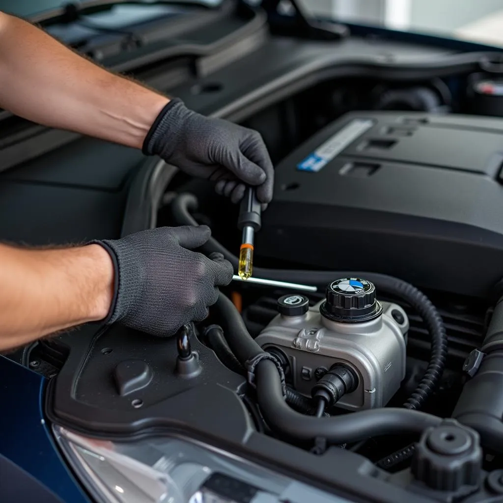 Car Owner Checking Engine Oil