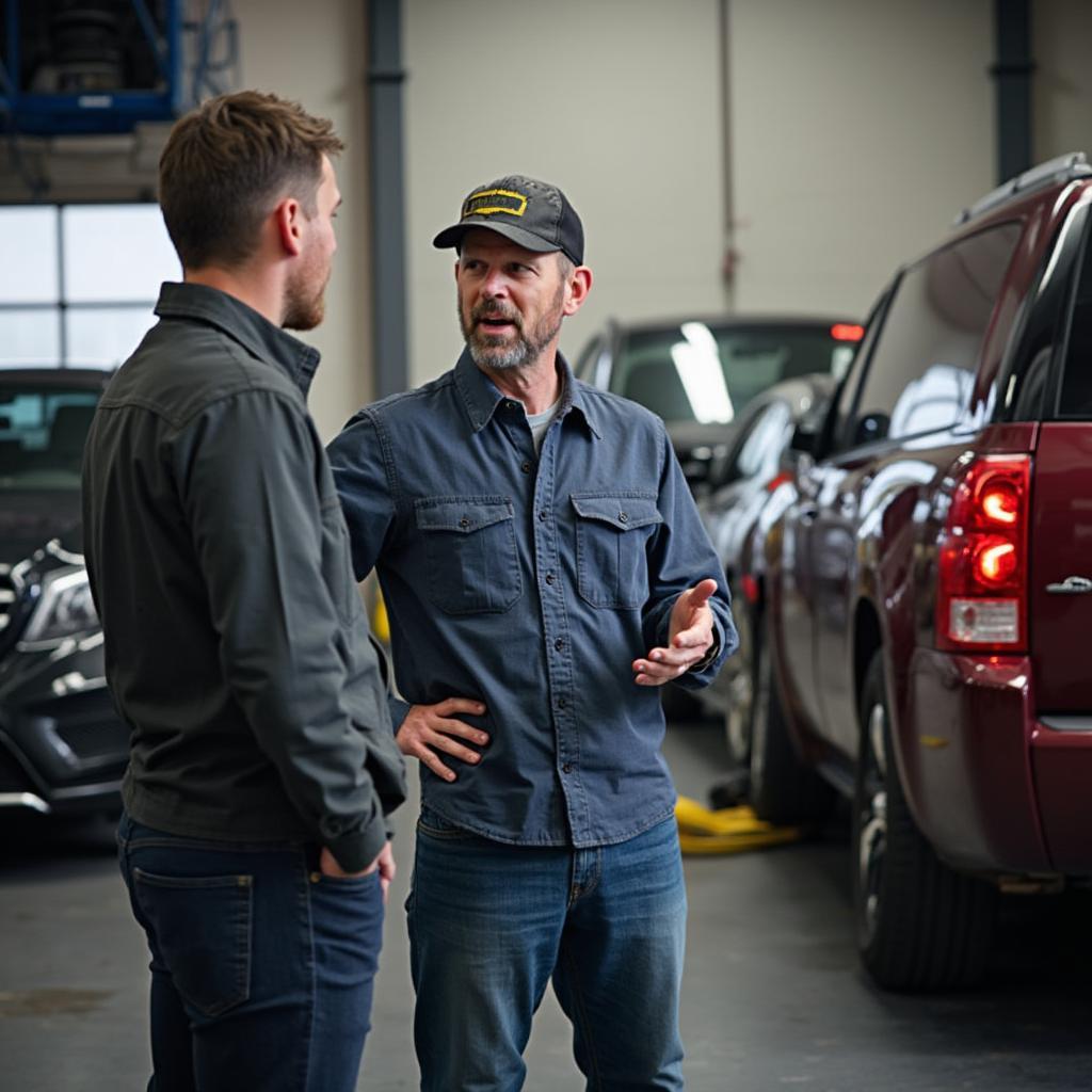 Car Owner and Mechanic Discussing Repair Options in West Valley City